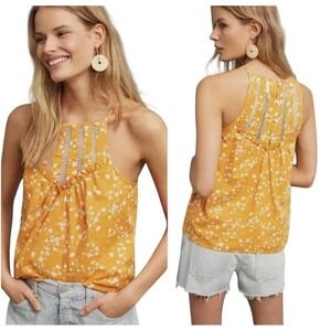 Anthropologie Maeve Martell Boho Tank Top Prairie Floral Yellow Women's Sz XL B5